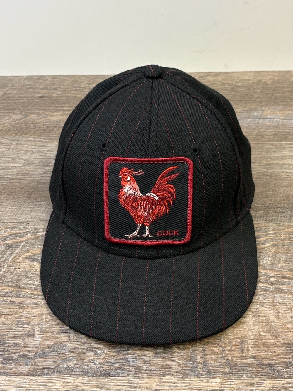 Rare Goorin Bros The Farm Rooster Wool Blend Snapback Hat Black Red EUC